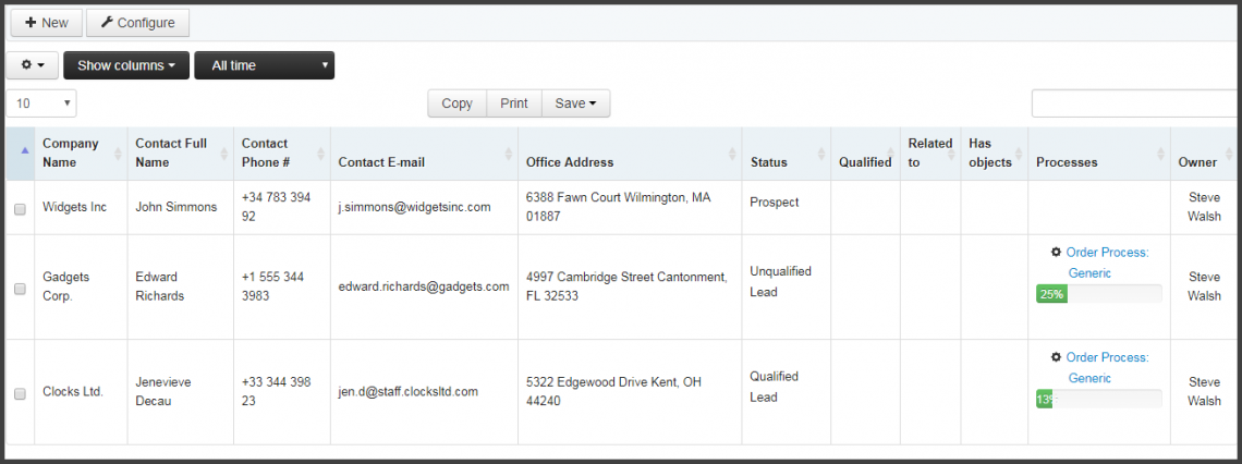 Screenshot: Customer list with related orders